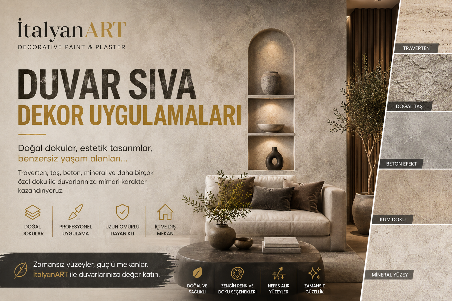 Dekoratif Duvar Sıva Uygulamaları.