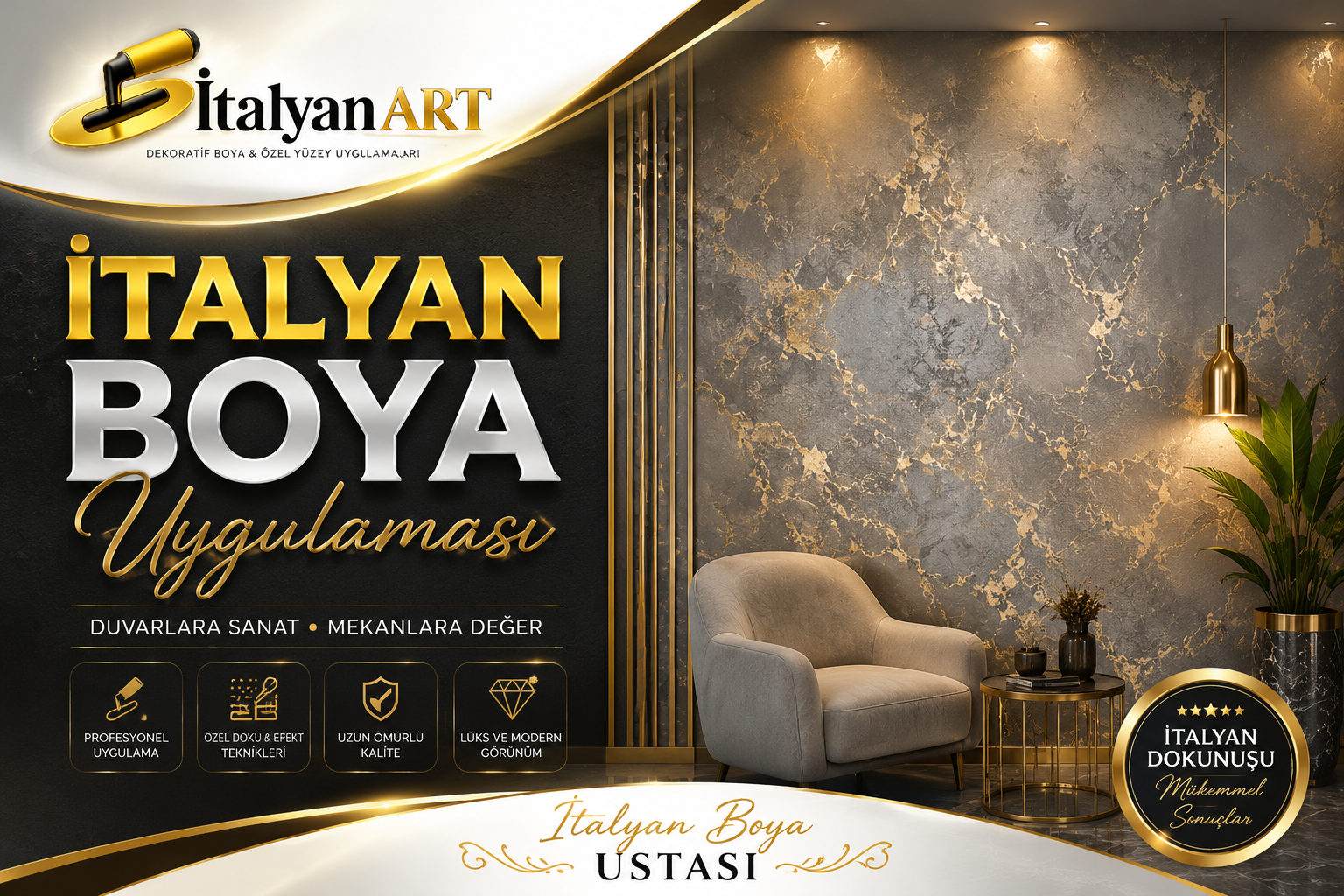 İtalyan boya uygulaması, İtalyanART ile profesyonel uygulama. İtalyan boya uygulamaları.